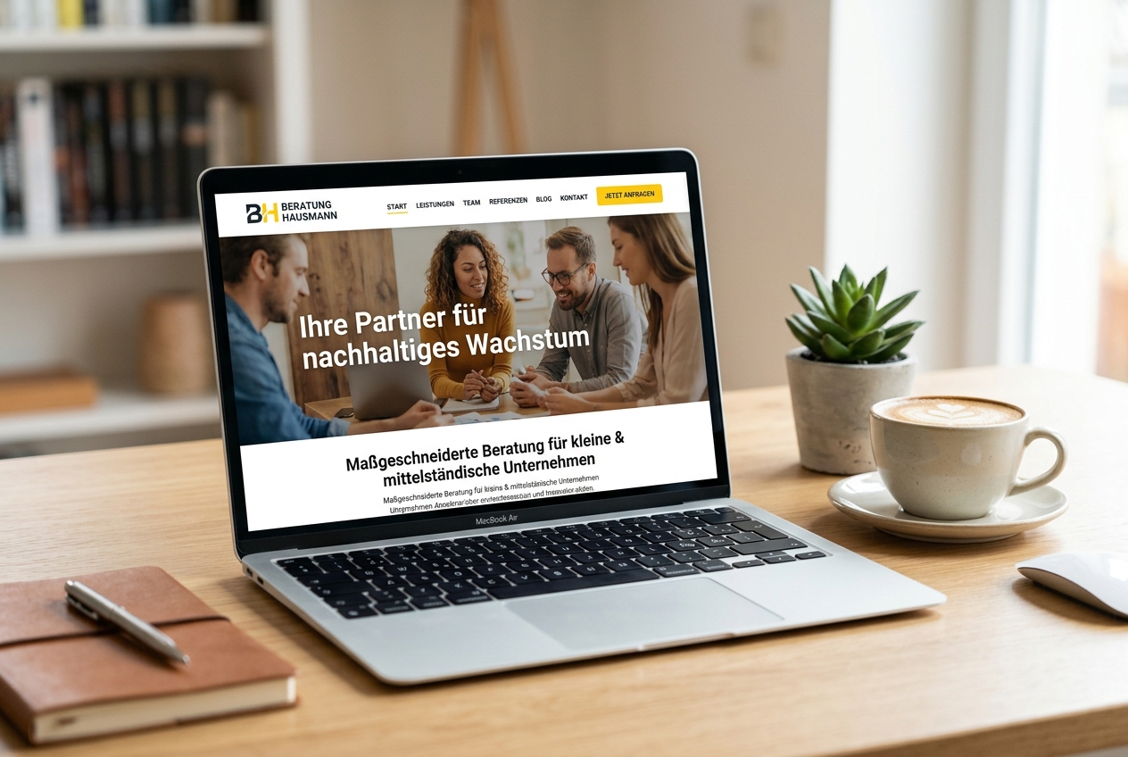 Aktuelle Website eines kleinen Betriebs im Browser