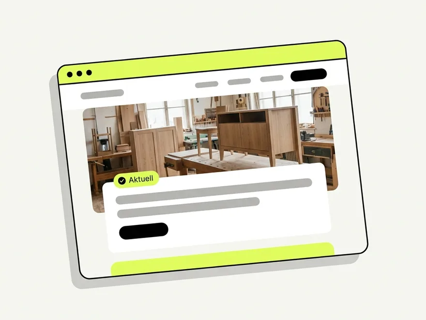 Browserfenster mit der aktualisierten Website eines Handwerksbetriebs